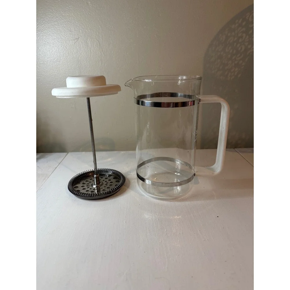 Bodum French Press Coffee Maker 34oz White Clear Glass Chrome Excel 8 Cup
